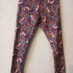 Floral Fox Print Kids Leggings